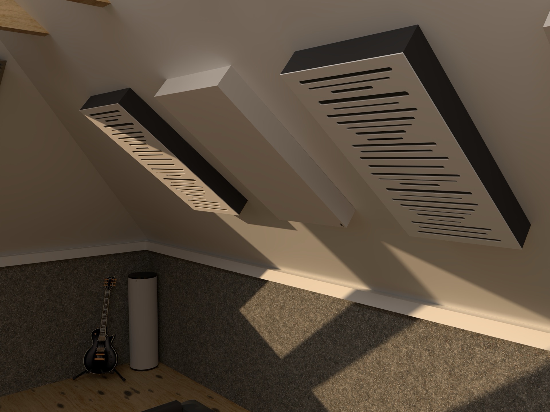 Studio sous combles avec un diffuseur SKYLINE City, visualisation du projet