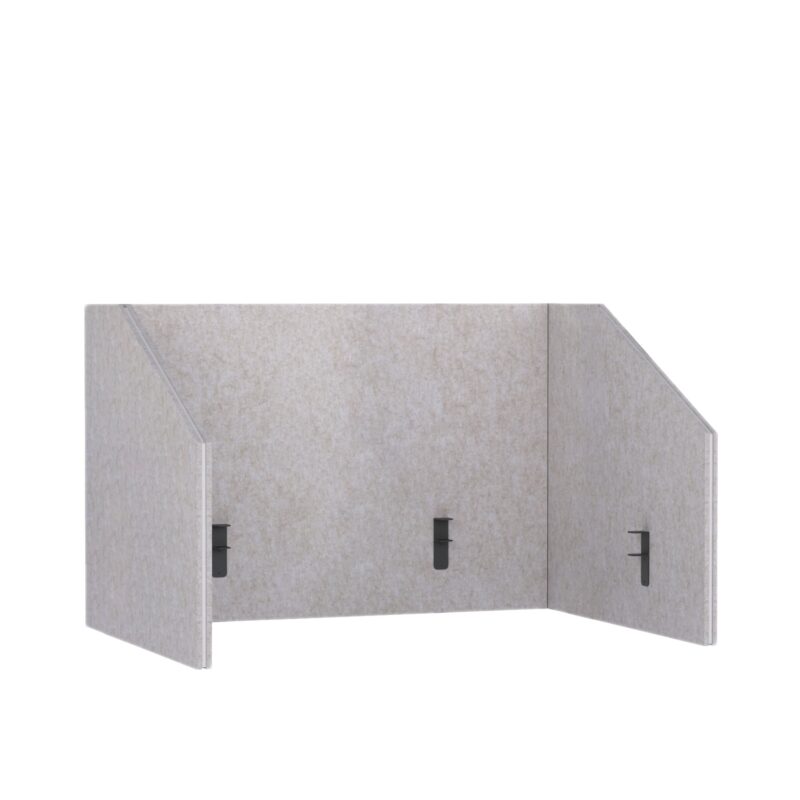 Cloison Acoustique pour Bureau Pro.Felt D.2 - 3. Light Beige, Dimensions des éléments : 2× 93,4×80 cm ; 1× 120×80 cm. Convient à un bureau de 120×60 cm ; dépasse du bureau de 30 cm