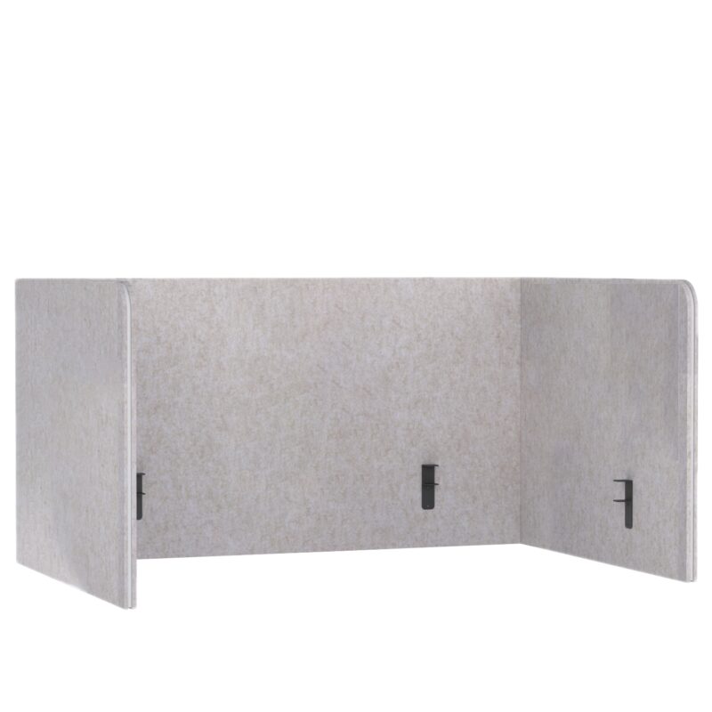 Cloison Acoustique pour Bureau Pro.Felt D.3 - 3. Light Beige, Dimensions des éléments : 2× 108,4×80 cm ; 1× 150×80 cm. Convient à un bureau de 150×75 cm ; dépasse du bureau de 30 cm