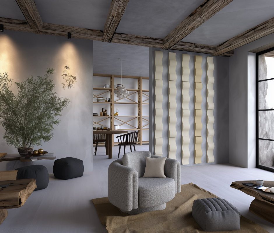 Une composition ondulée dans un salon moderne