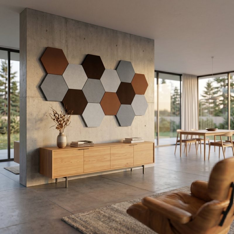 Foamly Hexagon derrière un bureau dans un studio à domicile