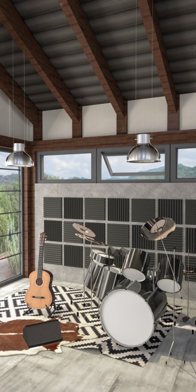 Des panneaux Riff dans un studio à domicile