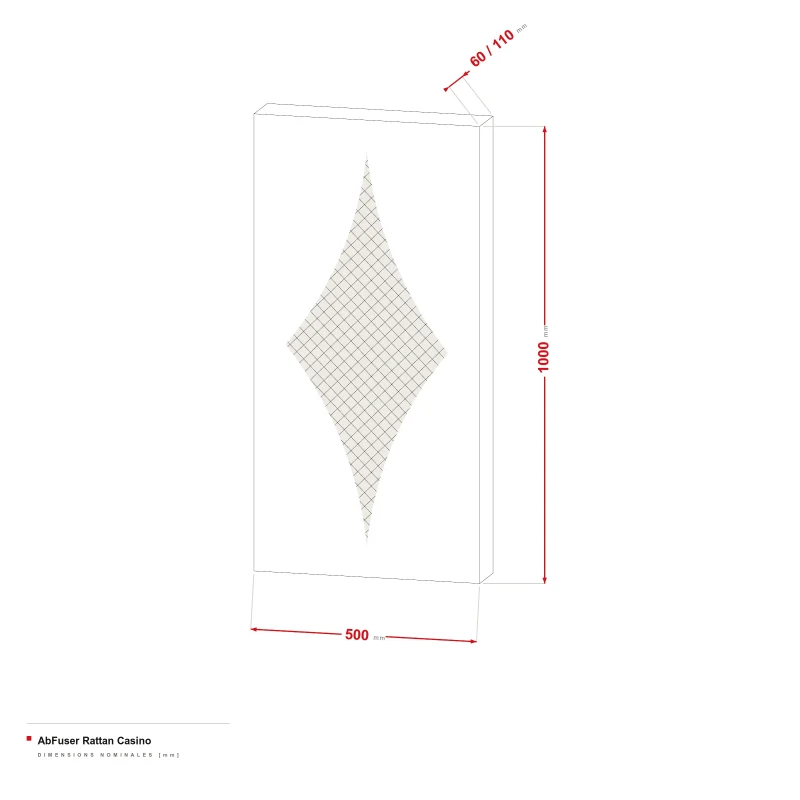 AbFuser Rattan Casino - dessin coté 100 × 50 cm, épaisseur 6/11 cm