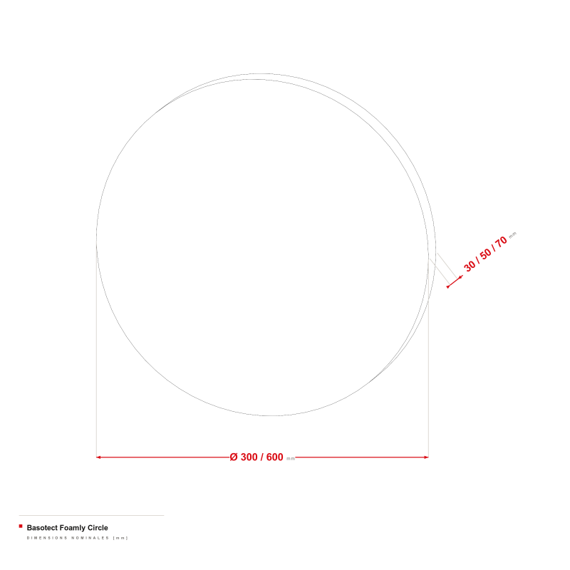 Basotect Foamly Circle - dessin coté Ø 300/600 mm, épaisseur 30/50/70 mm