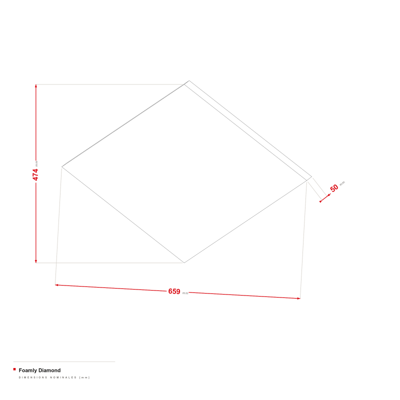 Foamly Diamond - dessin coté 659 × 474 mm, épaisseur 50 mm